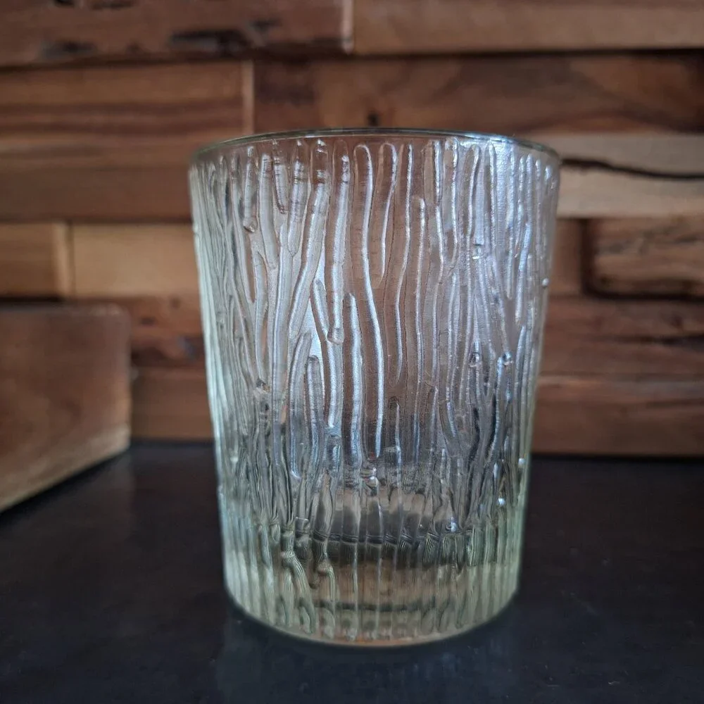 Textured Glass Tumblers Tree Bark Design Brown Tint Rustic Vintage Replacements